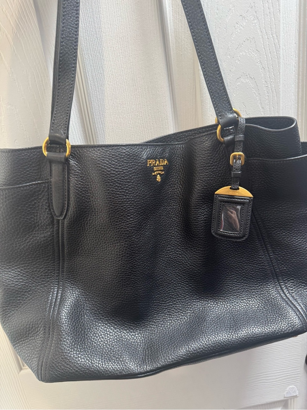 Vintage Prada Vitello Daino Side Pocket Tote Bag